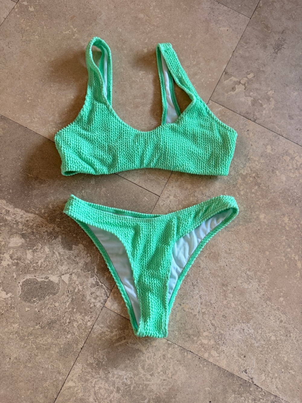 Textured Mint Green Bikini Set - Women Swim